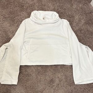 Free People Movement Cropped White Funnel Neck Sweatshirt